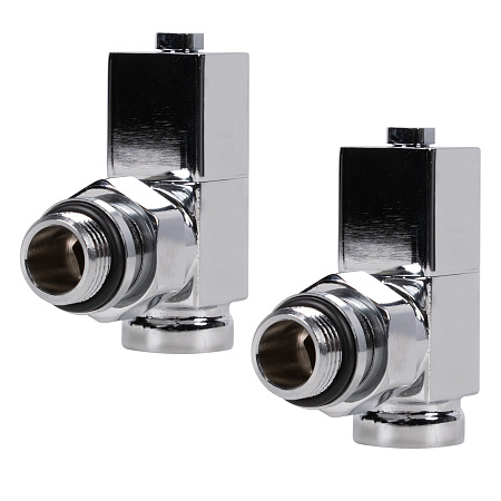 Набор дизайн-вентилей ROYAL THERMO CUBE 1/2" угловой, хром (НС-1193191)