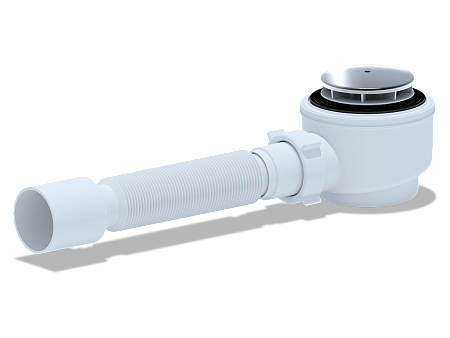 Сифон для душевого поддона с гофрой АНИПЛАСТ E415C 11/2"х50*60 с гибкой трубой 375*40/50 хром