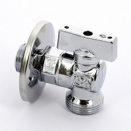 Кран шаровой потребительный угловой BUGATTI MINNESOTA 883 бабочка 1/2"х3/4" НН, для бачков c розетко