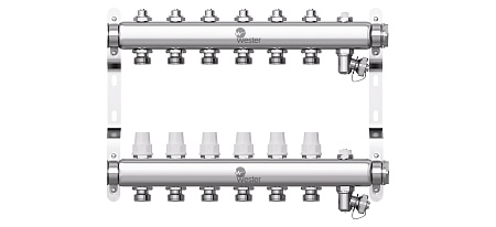 Коллекторная группа WESTER W903.6 нержавейка 1"x3/4" EK -6 выходов, без расходомеров