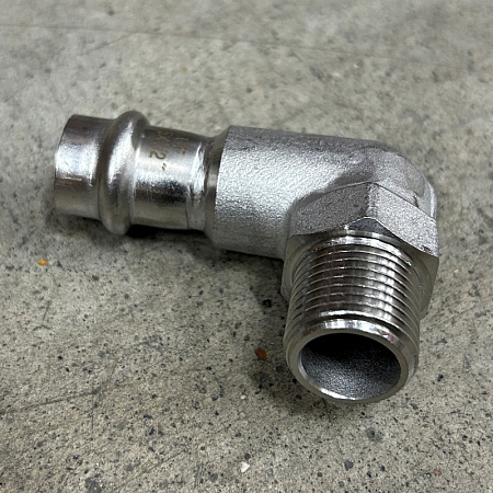 НП Угол резьбовой пресс из нержавейки UNI-FITT фитинг Ø15x1/2" Н