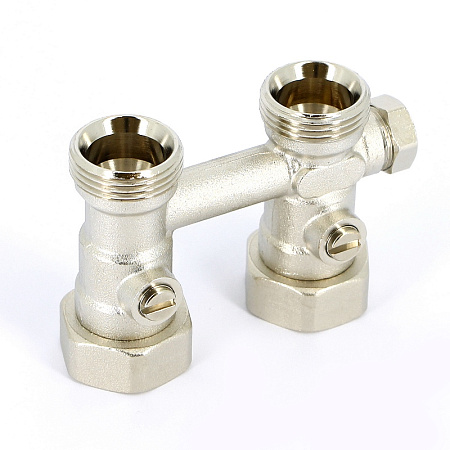 Узел-мультифлекс нижней подводки UNI-FITT прямой, Н-образный, 3/4"х3/4"ЕК, с байпасом