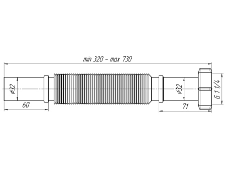 Гофра для сифона гибкая пластиковая стандартная АНИПЛАСТ K203 32-11/4"