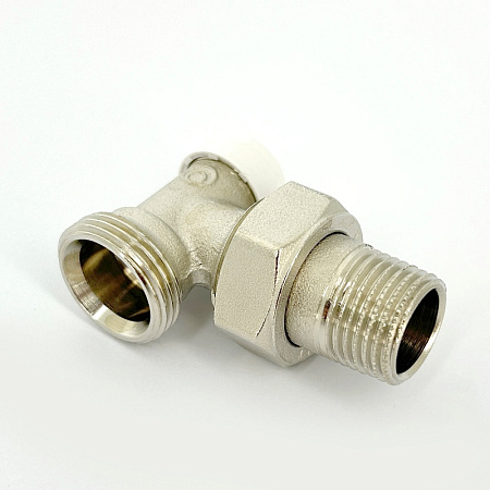 Вентиль обратный угловой UNI-FITT 1/2" х 3/4" НН ЕК с разъёмным соединением, никелированный