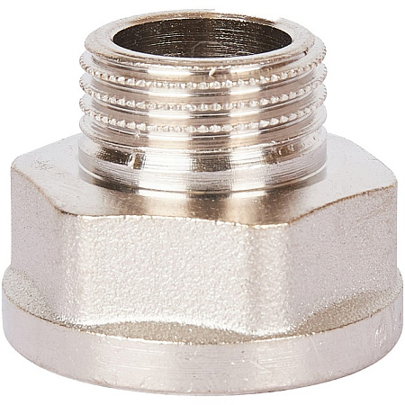 Переход под ключ резьбовой латунный STOUT никель 3/4"х1/2" ВН