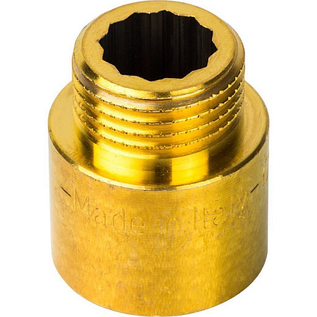 Удлинитель резьбовой латунный STOUT без покрытия 1/2"x20мм ВН