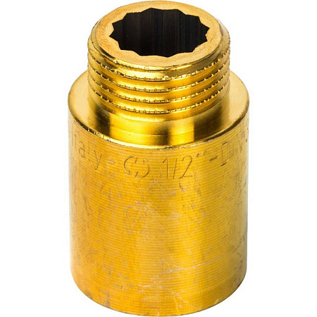 Удлинитель резьбовой латунный STOUT без покрытия 1/2"x30мм ВН