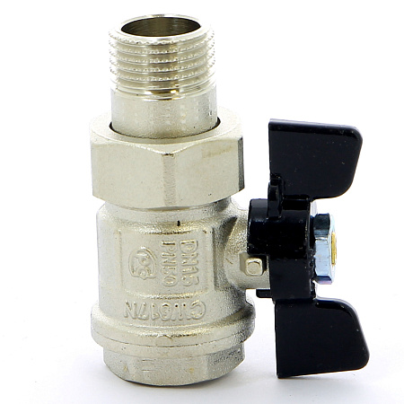 Кран шаровой с американкой BUGATTI NEW JERSEY 922 бабочка 1/2" ВН, полнопроходной