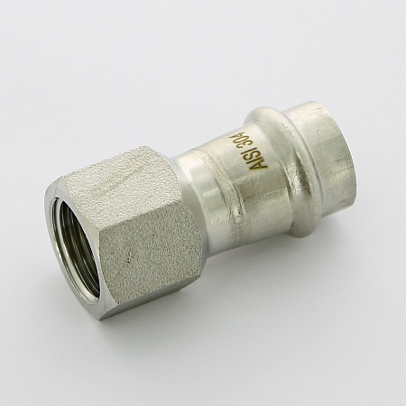 НП Муфта резьбовая пресс из нержавейки UNI-FITT фитинг Ø18x1/2" В