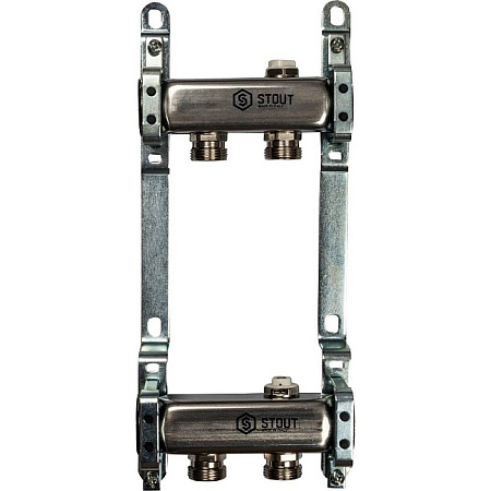 Коллекторная группа STOUT нержавейка 1"x3/4" EK -2 выхода, радиаторной разводки (без запорки)