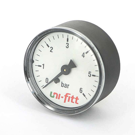 Манометр аксиальный UNI-FITT Ø50-1/4", 10 бар, горизонтальное подключение