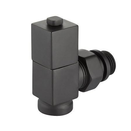 Набор дизайн-вентилей Royal Thermo CUBE, угловой (черный) 1/2" (НС-1422578)