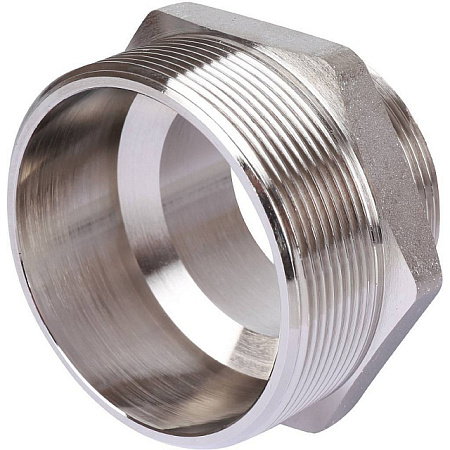 Ниппель переходной резьбовой латунный STOUT никель 21/2"x2" Н