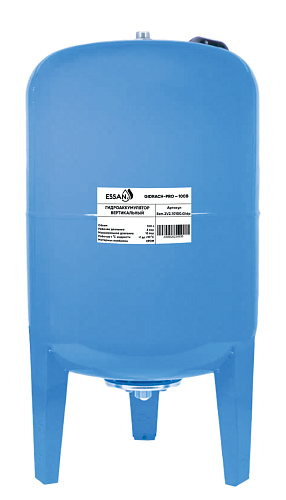 Гидроаккумулятор для воды ESSAN GIDRACH-PRO вертикальный 100 л, 1&amp;quot; Н, синий, проходной, нерж фланец