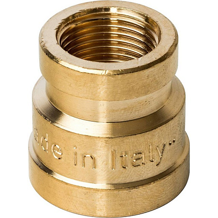 Муфта переходная резьбовая латунная STOUT без покрытия 1/2"x3/8" В