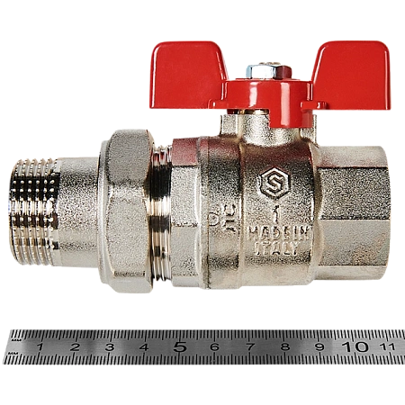 Кран шаровой полнопроходной с американкой STOUT ручка бабочка 1" ВР/НР (EPDM)
