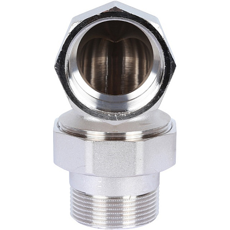 Американка УГЛОВАЯ резьбовая латунная (с прокладкой o-ring) STOUT никель 11/4" ВН