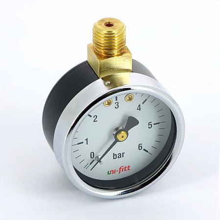 Манометр радиальный UNI-FITT Ø50-1/4", 6 бар, вертикальное подключение, ПЕРЕВЕРНУТЫЙ