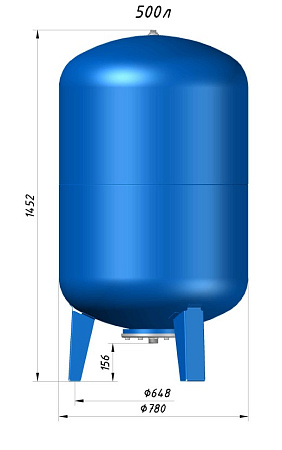 Гидроаккумулятор для воды VODOS WTR 500 VERT вертикальный 500 л, 11/4" Н, синий