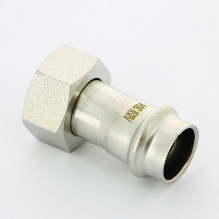 НП Муфта с накидной гайкой пресс из нержавейки UNI-FITT фитинг Ø18x3/4" НГ