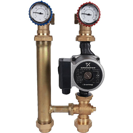ГБМ Насосная группа STOUT для твердотопливных котлов, с насосом GRUNDFOS UPSO25-65 DN25 (1")