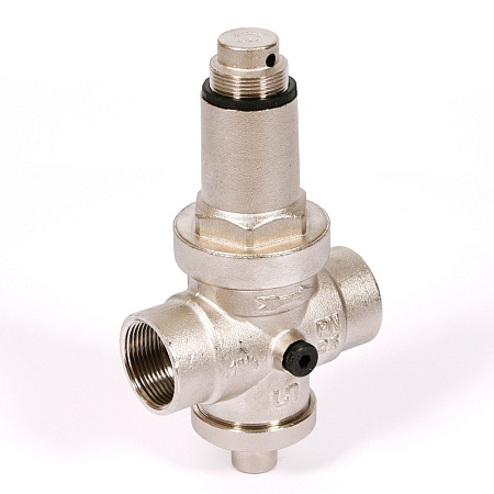 Редуктор давления UNI-FITT 11/4" В 0,5-6 бар PN25 с отверстием под аксиальный манометр 1/4" никел.