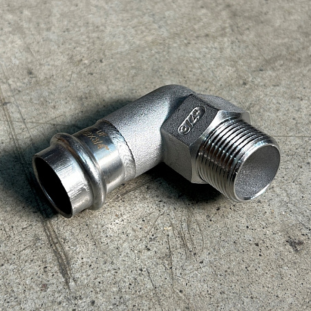 НП Угол резьбовой пресс из нержавейки UNI-FITT фитинг Ø22x3/4" Н