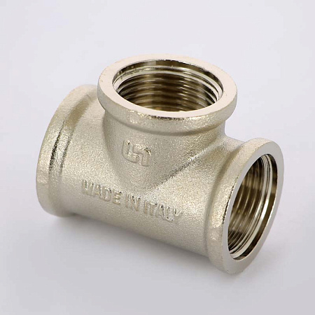 Тройник резьбовой латунный UNI-FITT никель 3/4" В