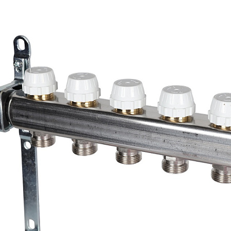 Коллекторная группа STOUT нержавейка 1"x3/4" EK -13 выходов, с расходомерами