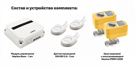 Система защиты от протечки воды NEPTUN PROFI BASE - 1/2" (2 крана, 3 датчика) (2205737)