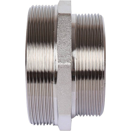 Ниппель переходной резьбовой латунный STOUT никель 3"x2 1/2" Н