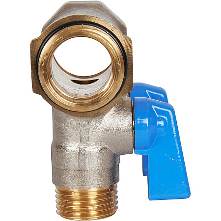 Коллектор распределительный шаровой STOUT никель 3/4"x1/2" -2 выхода, (синие ручки), евроконус