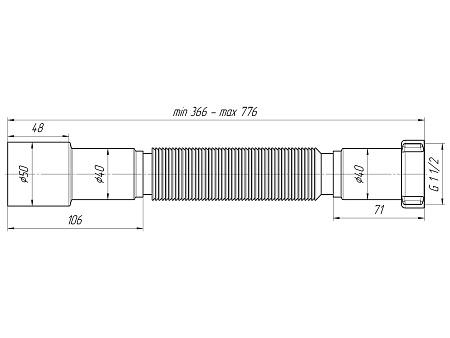 Гофра для сифона гибкая пластиковая стандартная АНИПЛАСТ K106 50/40-11/2"