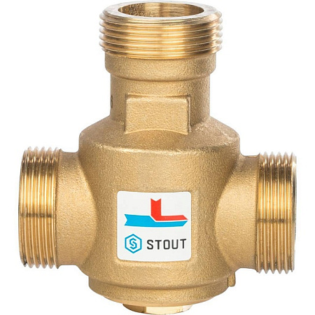 Клапан трехходовой термостатический смесительный STOUT 11/4" Н (55°С)
