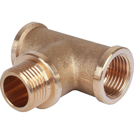 Тройник резьбовой латунный STOUT без покрытия 1/2"x1/2"x1/2" ВНВ