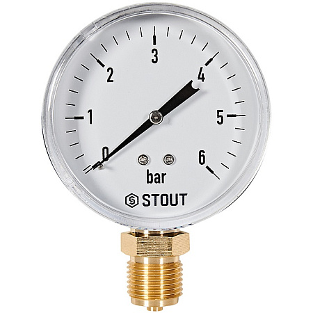 Манометр радиальный STOUT  Корпус Dn 80 мм 1/2 , 0...6 бар, кл.2.5