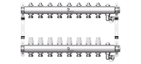 Коллекторная группа WESTER W903.8 нержавейка 1"x3/4" EK -8 выходов, без расходомеров