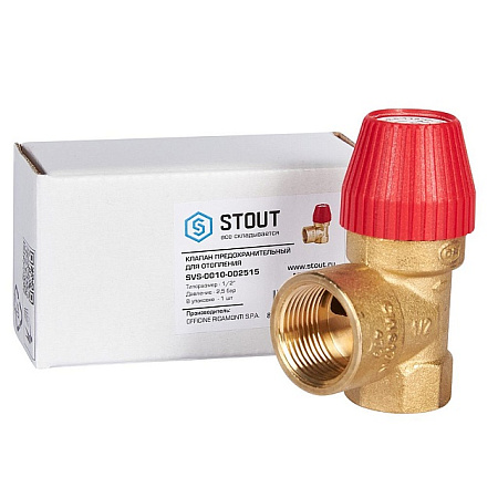 Клапан предохранительный для отопления STOUT 1/2"x3/4" (2,5 бар) (477.127)
