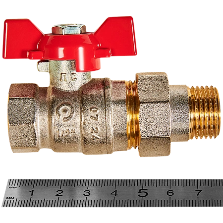 Кран шаровой с американкой ROMMER бабочка 1/2" ВН неполнопроходной