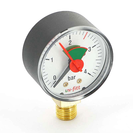 Манометр радиальный UNI-FITT Ø50-1/4", 4 бар, вертикальное подключение