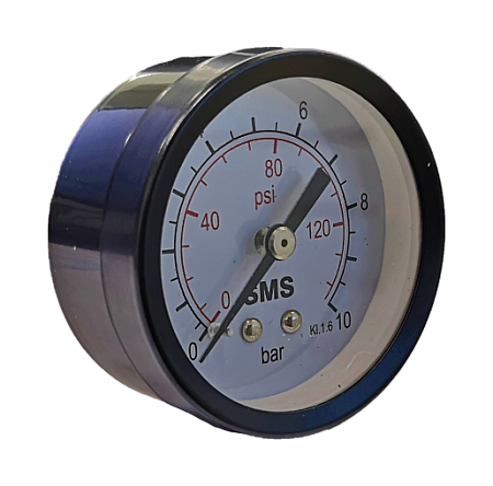 Манометр аксиальный SMS-335G-10 Ø50-1/4", 10 бар, горизонтальное подключение (03378)
