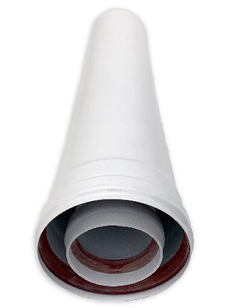 ДХ Удлинитель дымохода коаксиальный ESSAN Ø80/125, L=500мм, белый (16шт)