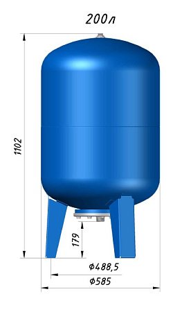 Гидроаккумулятор для воды VODOS WTR 200 VERT вертикальный 200 л, 11/4" Н, синий