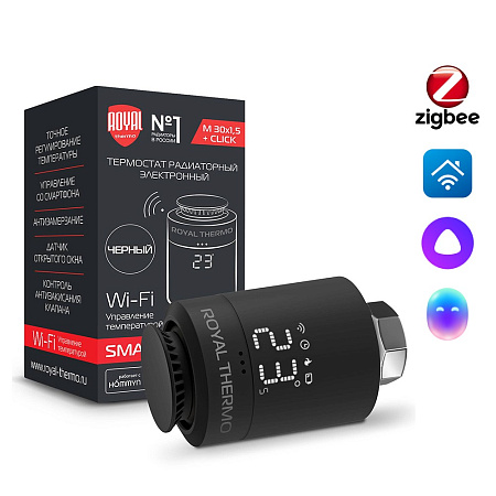Термоголовка электронная для радиатора ROYAL THERMO SMART HEAT черный (НС-1402610)