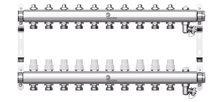 Коллекторная группа WESTER W903.10 нержавейка 1"x3/4" EK -10 выходов, без расходомеров