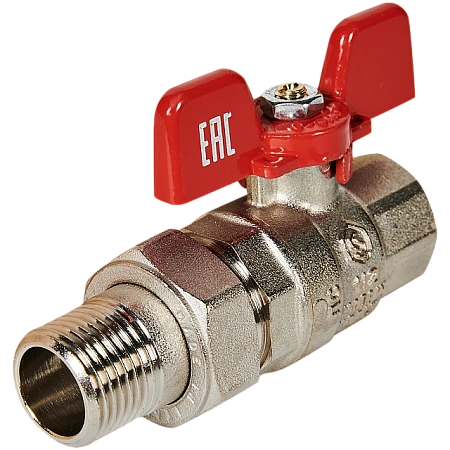 Кран шаровой полнопроходной с американкой, ВР/НР, ручка бабочка 1/2" (EPDM) STOUT