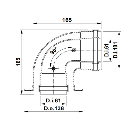 Угол стартовый TERMICA COCA22 Ø60/100 (BOSCH/BUDERUS/OLICAL/PROTHERM/SIME)