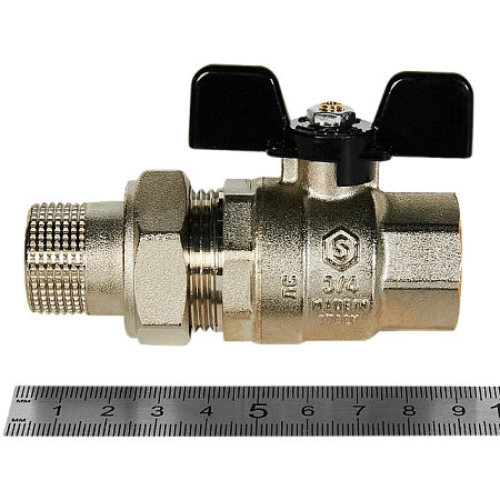 Кран шаровой с американкой STOUT бабочка 3/4" полнопроходной