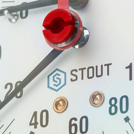 Термоманометр аксиальный STOUT Ø80-1/2", 4 бар, горизонтальное подключение, +120°C