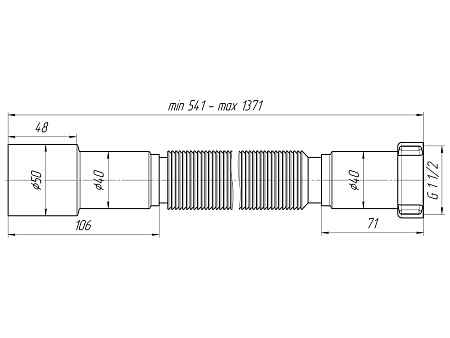 Гофра для сифона гибкая пластиковая удлиненная АНИПЛАСТ K116 50/40-11/2"